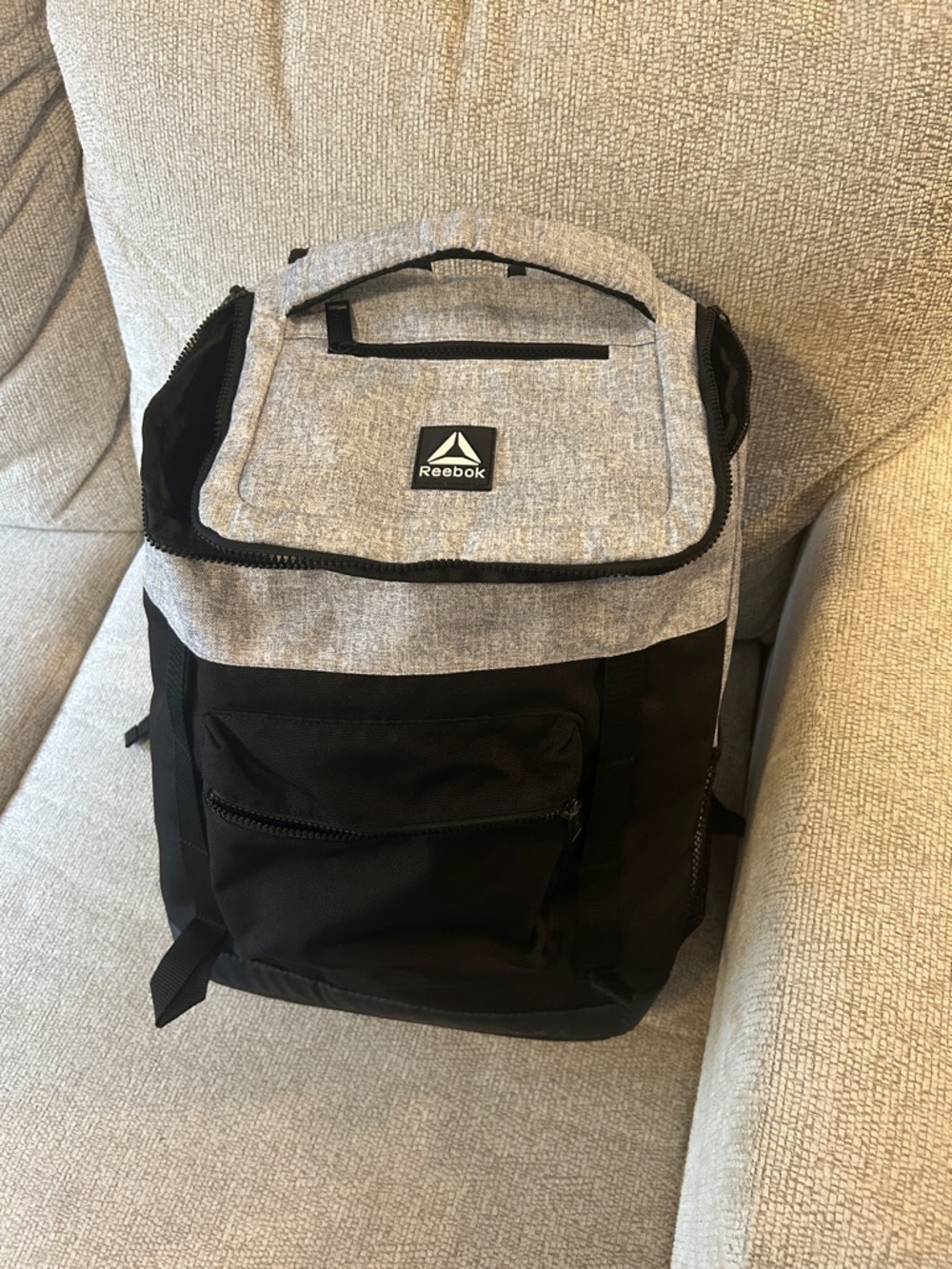 Reebok Grey and Black Top-Load Backpack